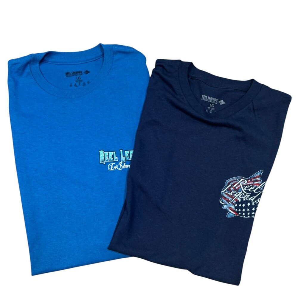 Reel Legends Two Men Short Sleeve T-shirts Size Large